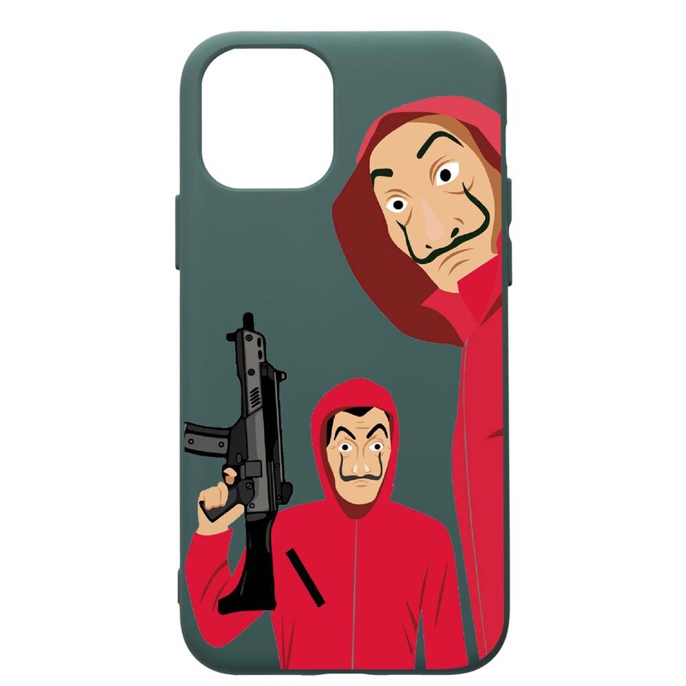 Husa Premium Silicon Compatibila Cu Apple iPhone 11 Pro, La Casa De Papel, cu interiorul din material textil, protectie camera, Forest Green, PFG392