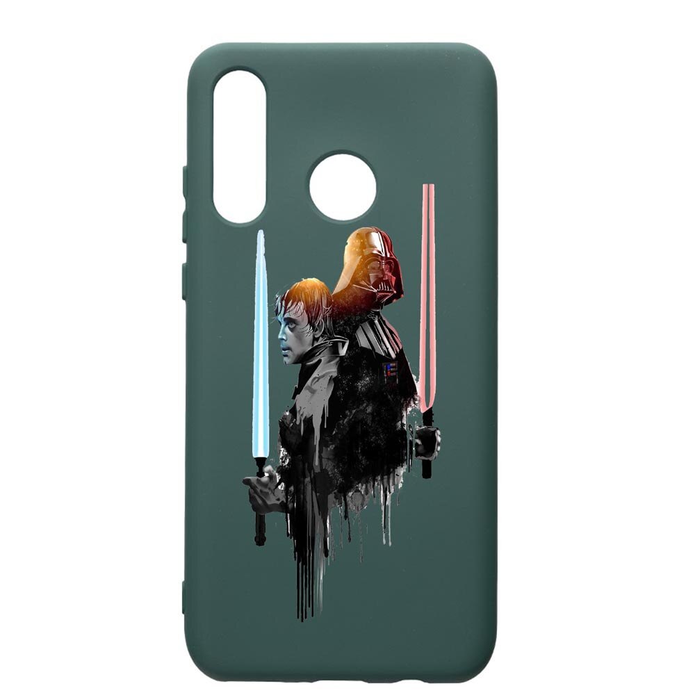 Husa Premium Silicon Compatibila Cu Huawei P30 Lite, Star Wars Darth Vader Luke, cu interiorul din material textil, protectie camera, Forest Green, PFG398