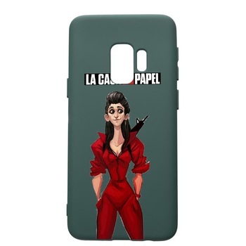 Husa Premium Silicon Compatibila Cu Samsung Galaxy S9, La Casa De Papel - Nairobi, cu interiorul din material textil, protectie camera, Forest Green, PFG393 Husa Premium Silicon Compatibila Cu Samsung Galaxy S9, La Casa De Papel - Nairobi, cu interiorul din material textil, protectie camera, Forest Green, PFG393