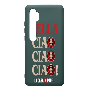 Husa Premium Silicon Compatibila Cu Xiaomi Mi Note 10, La Casa De Papel - Ciao Bella, cu interiorul din material textil, protectie camera, Forest Green, PFG391 Husa Premium Silicon Compatibila Cu Xiaomi Mi Note 10, La Casa De Papel - Ciao Bella, cu interiorul din material textil, protectie camera, Forest Green, PFG391