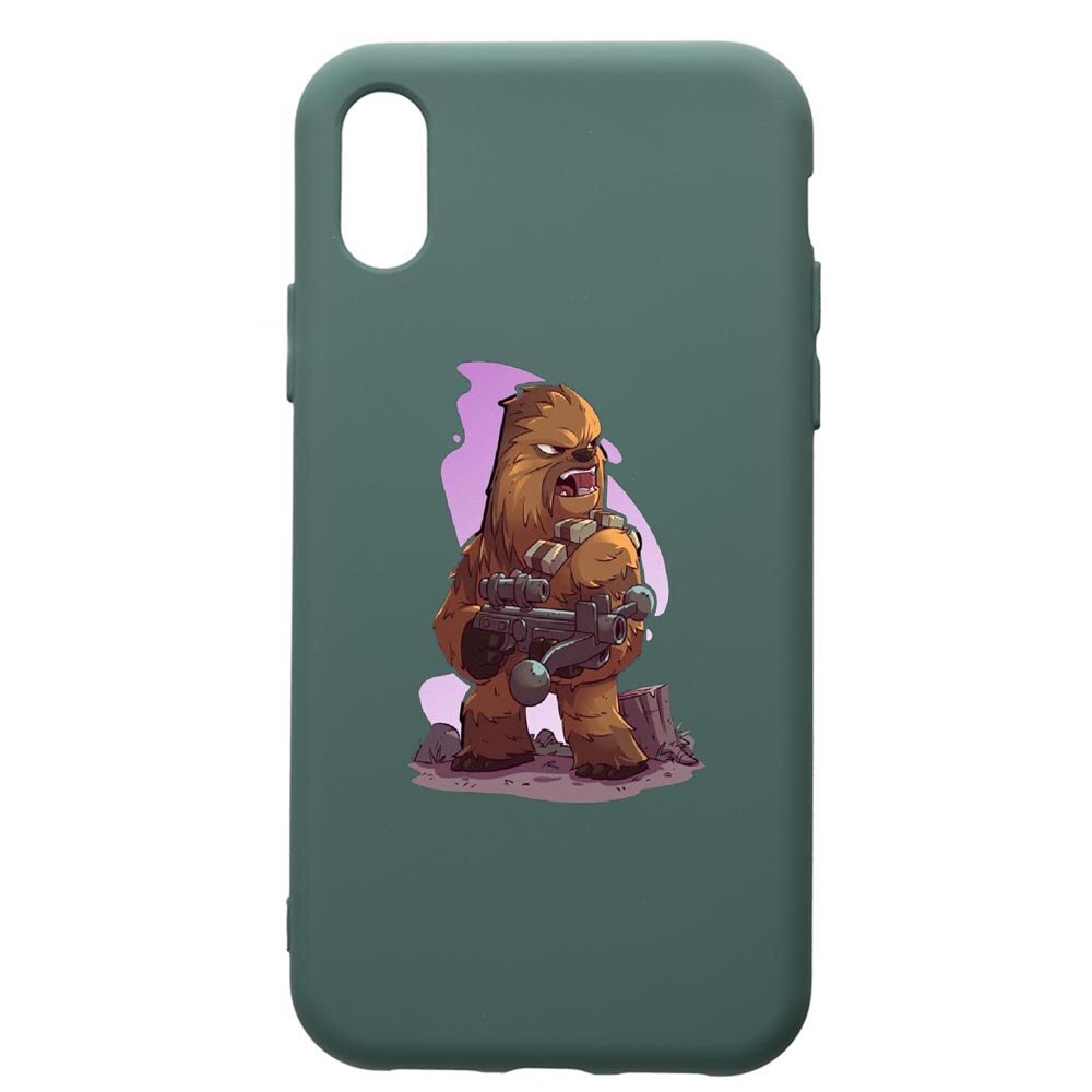 Husa Premium Silicon Compatibila Cu Apple iPhone XS Max, Star Wars Chewbacca, cu interiorul din material textil, protectie camera, Forest Green, PFG401