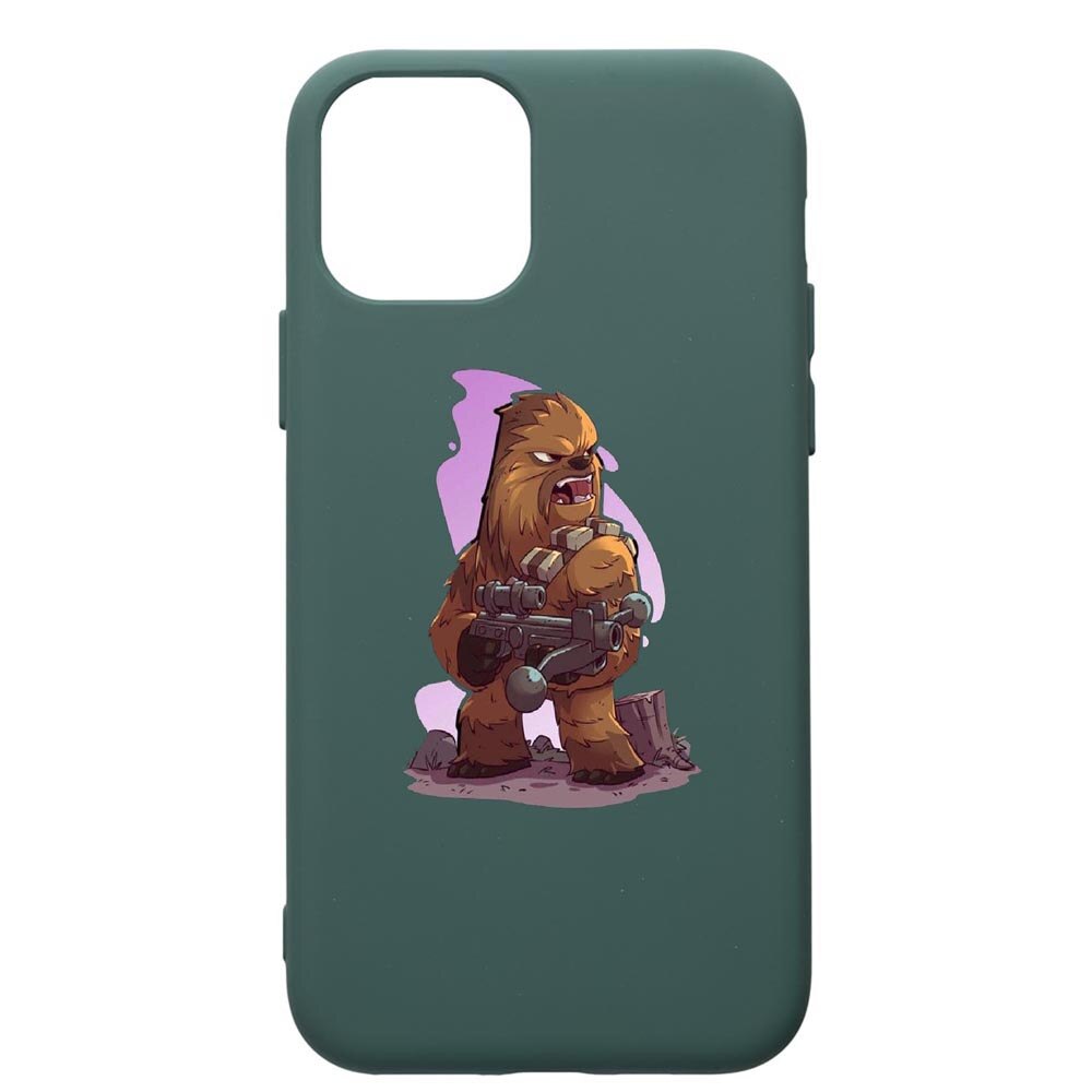 Husa Premium Silicon Compatibila Cu Apple iPhone 11, Star Wars Chewbacca, cu interiorul din material textil, protectie camera, Forest Green, PFG401