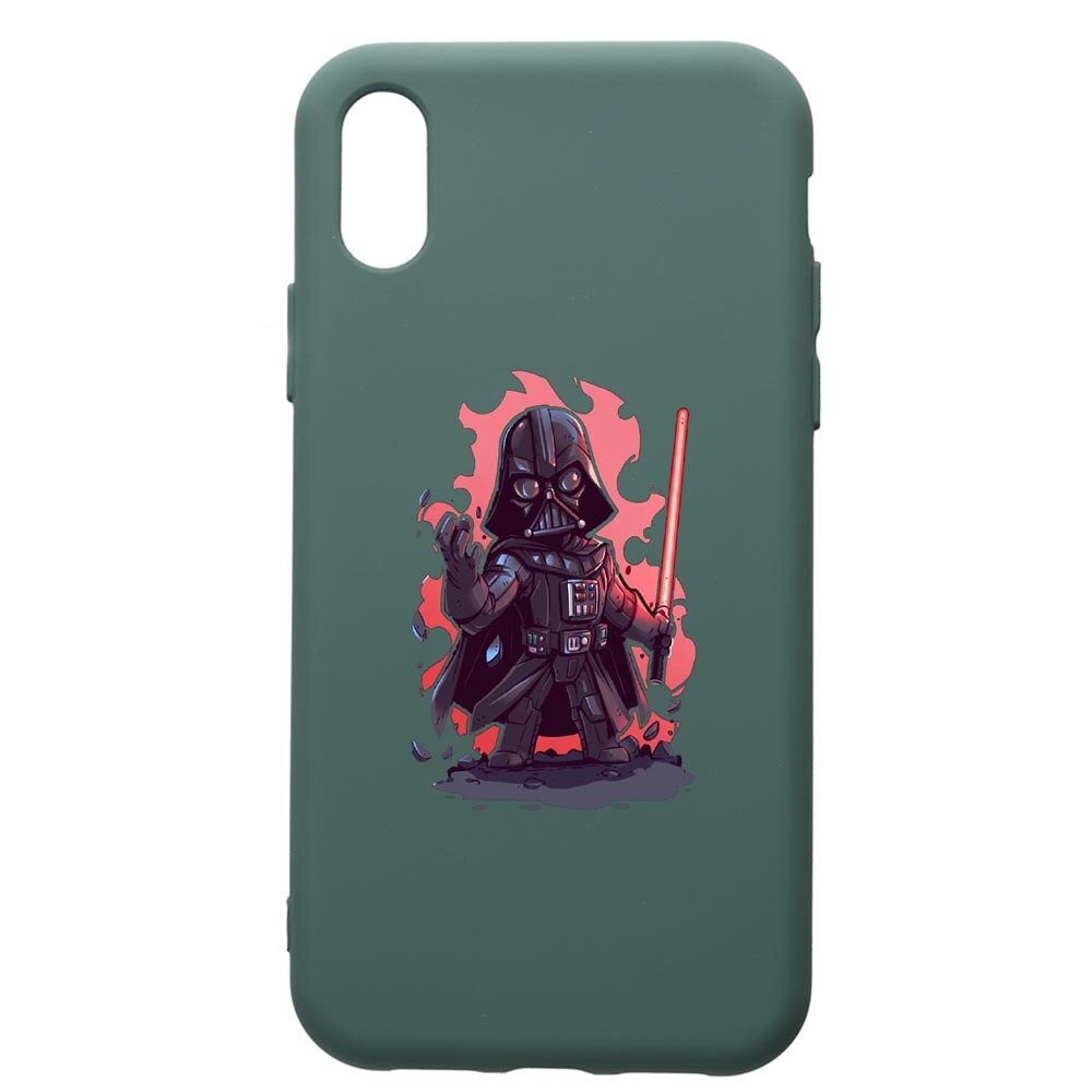 Husa Premium Silicon Compatibila Cu Apple iPhone XS / iPhone X, Star Wars Darth Vader, cu interiorul din material textil, protectie camera, Forest Green, PFG402