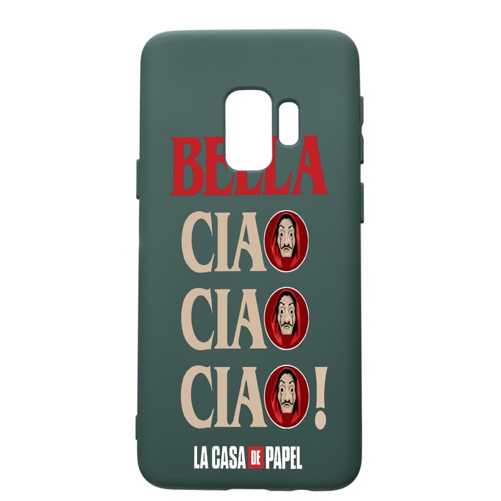 Husa Premium Silicon Compatibila Cu Samsung Galaxy S9, La Casa De Papel - Ciao Bella, cu interiorul din material textil, protectie camera, Forest Green, PFG391