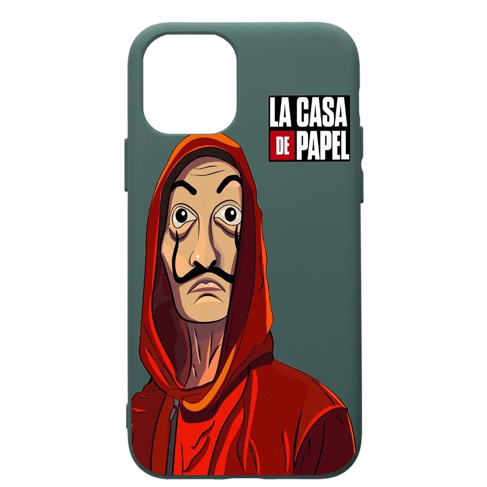 Husa Premium Silicon Compatibila Cu Apple iPhone 11, La Casa De Papel, cu interiorul din material textil, protectie camera, Forest Green, PFG389