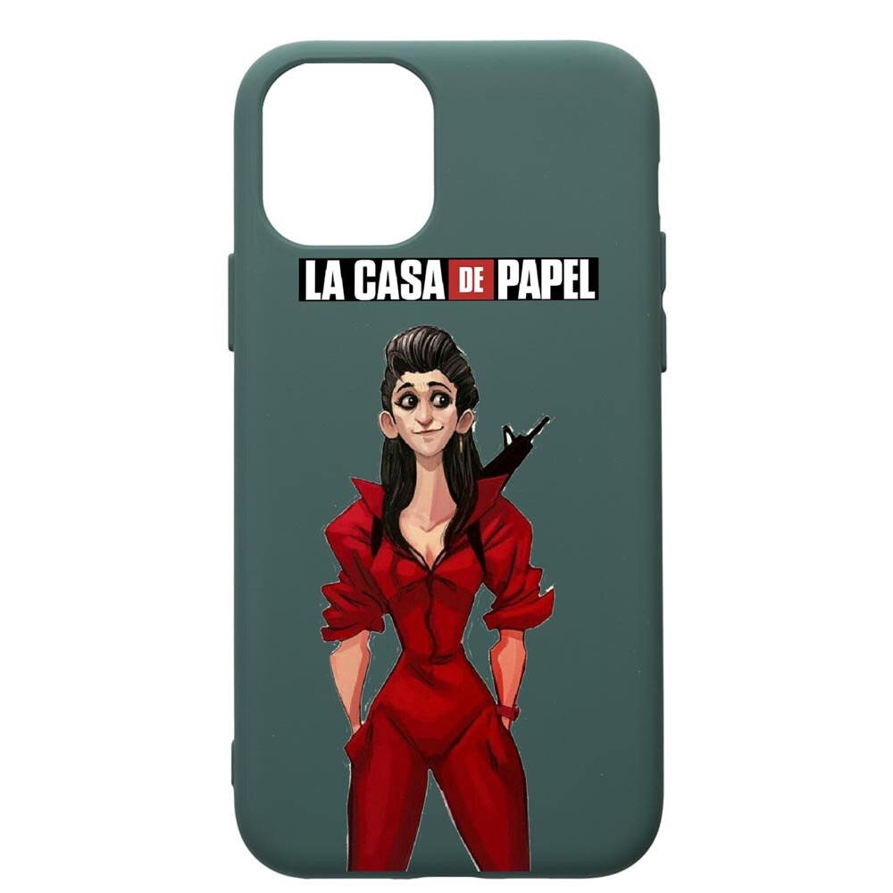Husa Premium Silicon Compatibila Cu Apple iPhone 11 Pro, La Casa De Papel - Nairobi, cu interiorul din material textil, protectie camera, Forest Green, PFG393