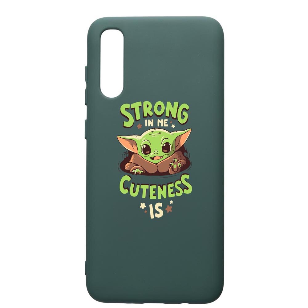 Husa Premium Silicon Compatibila Cu Samsung Galaxy A70, Star Wars Baby Yoda, cu interiorul din material textil, protectie camera, Forest Green, PFG400