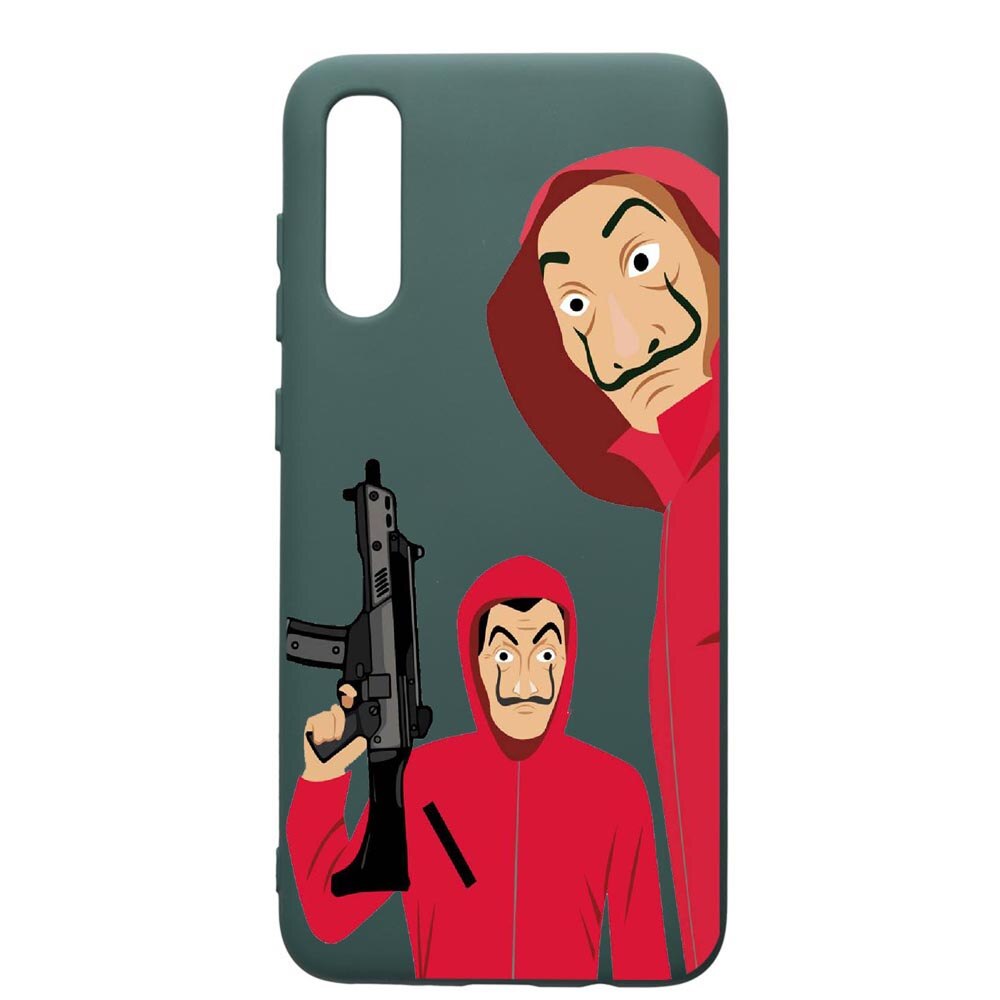 Husa Premium Silicon Compatibila Cu Samsung Galaxy A70, La Casa De Papel, cu interiorul din material textil, protectie camera, Forest Green, PFG392