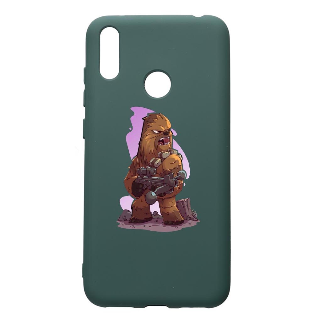 Husa Premium Silicon Compatibila Cu Huawei Y7 2019, Star Wars Chewbacca, cu interiorul din material textil, protectie camera, Forest Green, PFG401
