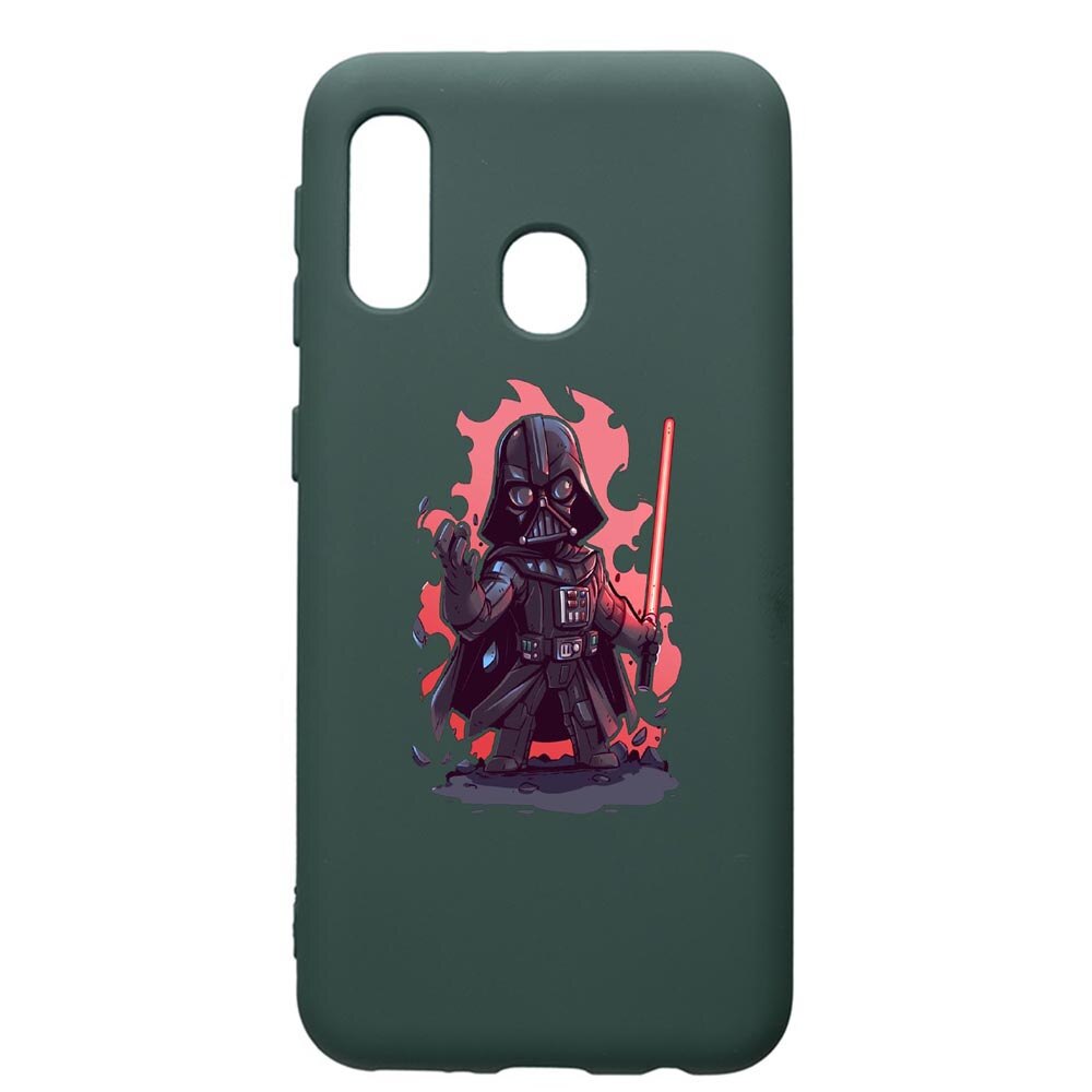 Husa Premium Silicon Compatibila Cu Samsung Galaxy A40, Star Wars Darth Vader, cu interiorul din material textil, protectie camera, Forest Green, PFG402