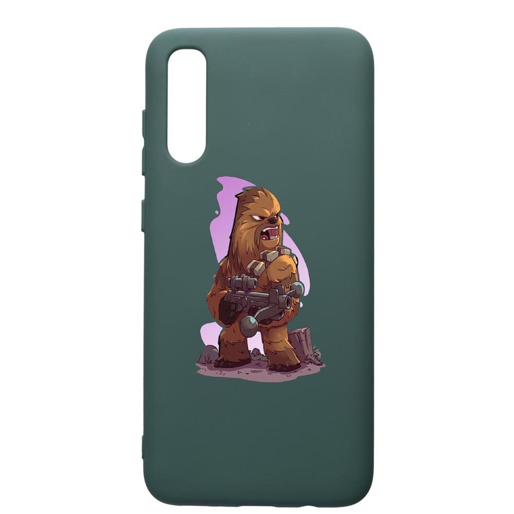 Husa Premium Silicon Compatibila Cu Samsung Galaxy A70, Star Wars Chewbacca, cu interiorul din material textil, protectie camera, Forest Green, PFG401