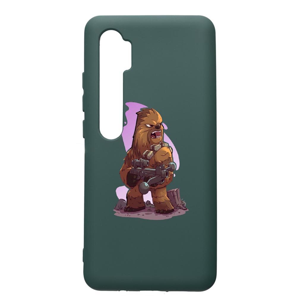 Husa Premium Silicon Compatibila Cu Xiaomi Mi Note 10, Star Wars Chewbacca, cu interiorul din material textil, protectie camera, Forest Green, PFG401