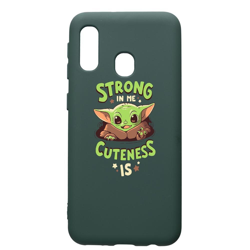 Husa Premium Silicon Compatibila Cu Samsung Galaxy A40, Star Wars Baby Yoda, cu interiorul din material textil, protectie camera, Forest Green, PFG400
