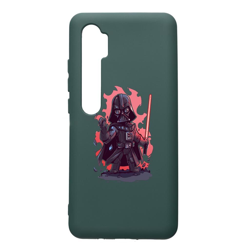 Husa Premium Silicon Compatibila Cu Xiaomi Mi Note 10, Star Wars Darth Vader, cu interiorul din material textil, protectie camera, Forest Green, PFG402