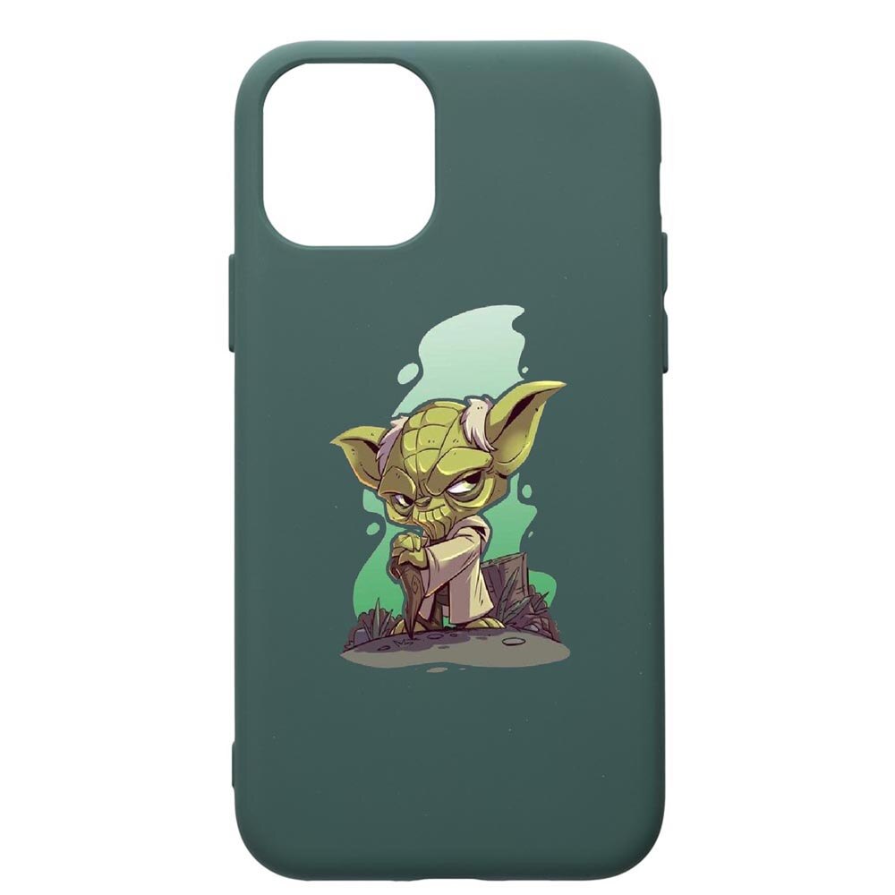 Husa Premium Silicon Compatibila Cu Apple iPhone 11 Pro, Star Wars Yoda, cu interiorul din material textil, protectie camera, Forest Green, PFG403