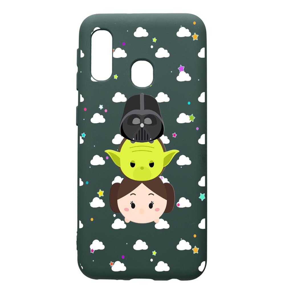 Husa Premium Silicon Compatibila Cu Samsung Galaxy A40, Star Wars, cu interiorul din material textil, protectie camera, Forest Green, PFG404