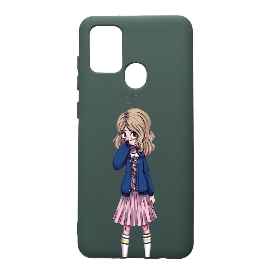 Husa Premium Silicon Compatibila Cu Samsung Galaxy A21S, Stranger Things, cu interiorul din material textil, protectie camera, Forest Green, PFG371