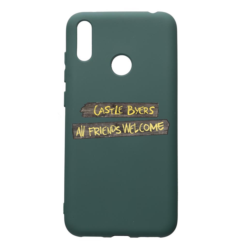 Husa Premium Silicon Compatibila Cu Huawei Y7 2019, Stranger Things, cu interiorul din material textil, protectie camera, Forest Green, PFG375