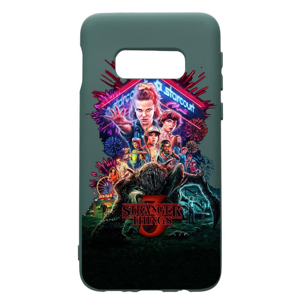 Husa Premium Silicon Compatibila Cu Samsung Galaxy S10e, Stranger Things, cu interiorul din material textil, protectie camera, Forest Green, PFG372