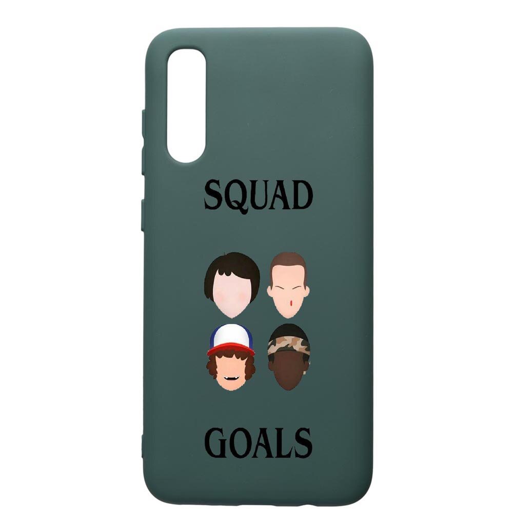 Husa Premium Silicon Compatibila Cu Samsung Galaxy A70, Stranger Things, cu interiorul din material textil, protectie camera, Forest Green, PFG374