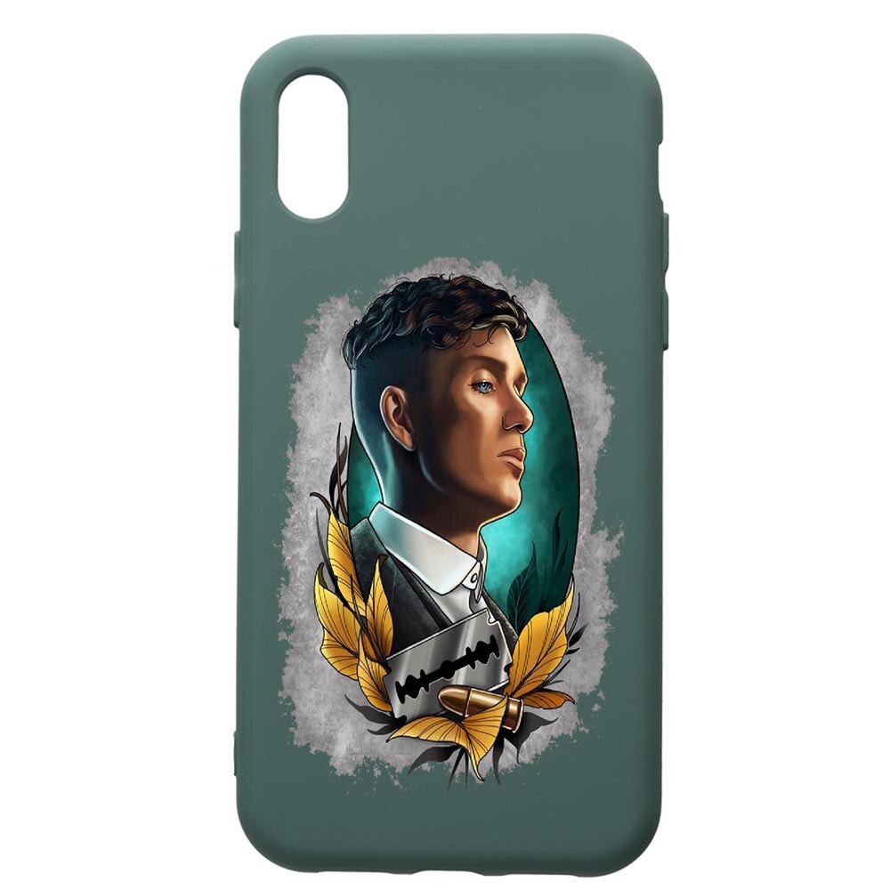 Husa Premium Silicon Compatibila Cu Apple iPhone XS / iPhone X, Peaky Blinders, cu interiorul din material textil, protectie camera, Forest Green, PFG384