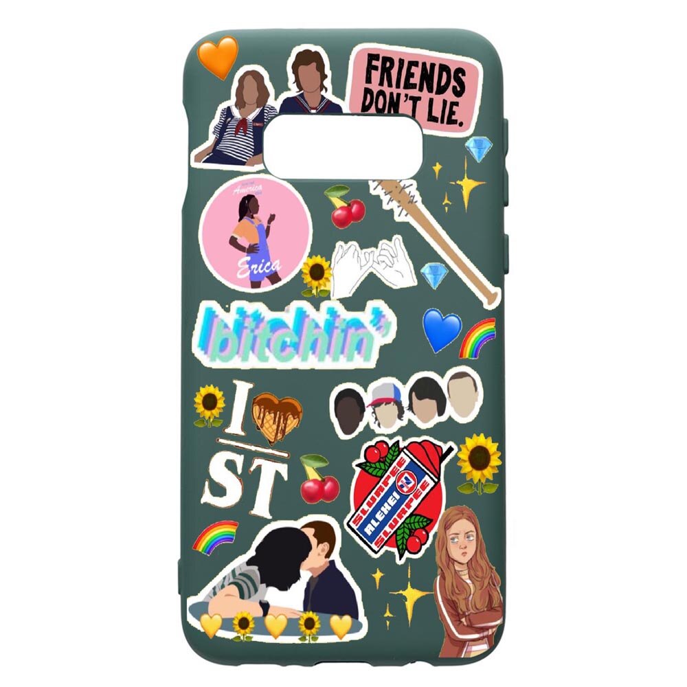 Husa Premium Silicon Compatibila Cu Samsung Galaxy S8, Stranger Things, cu interiorul din material textil, protectie camera, Forest Green, PFG376