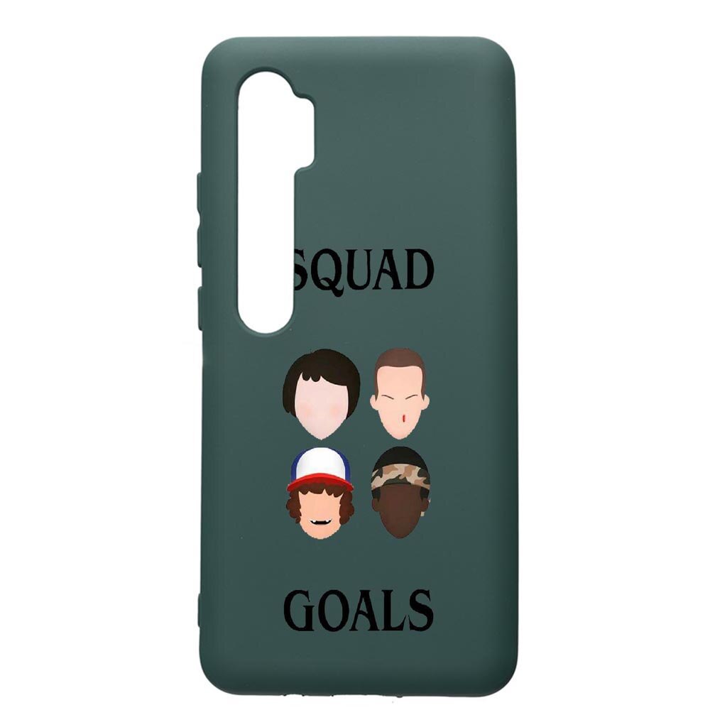 Husa Premium Silicon Compatibila Cu Xiaomi Mi Note 10, Stranger Things, cu interiorul din material textil, protectie camera, Forest Green, PFG374