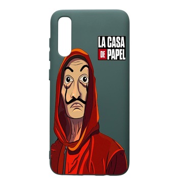 Husa Premium Silicon Compatibila Cu Samsung Galaxy A70, La Casa De Papel, cu interiorul din material textil, protectie camera, Forest Green, PFG389 Husa Premium Silicon Compatibila Cu Samsung Galaxy A70, La Casa De Papel, cu interiorul din material textil, protectie camera, Forest Green, PFG389