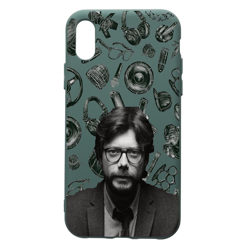 Husa Premium Silicon Compatibila Cu Apple iPhone XS Max, La Casa De Papel - Profesor, cu interiorul din material textil, protectie camera, Forest Green, PFG388