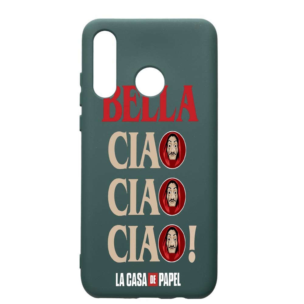 Husa Premium Silicon Compatibila Cu Huawei P30 Lite, La Casa De Papel - Ciao Bella, cu interiorul din material textil, protectie camera, Forest Green, PFG391