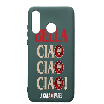 Husa Premium Silicon Compatibila Cu Huawei P30 Lite, La Casa De Papel - Ciao Bella, cu interiorul din material textil, protectie camera, Forest Green, PFG391 Husa Premium Silicon Compatibila Cu Huawei P30 Lite, La Casa De Papel - Ciao Bella, cu interiorul din material textil, protectie camera, Forest Green, PFG391
