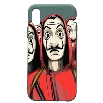 Husa Premium Silicon Compatibila Cu Apple iPhone XS Max, La Casa De Papel, cu interiorul din material textil, protectie camera, Forest Green, PFG390 Husa Premium Silicon Compatibila Cu Apple iPhone XS Max, La Casa De Papel, cu interiorul din material textil, protectie camera, Forest Green, PFG390