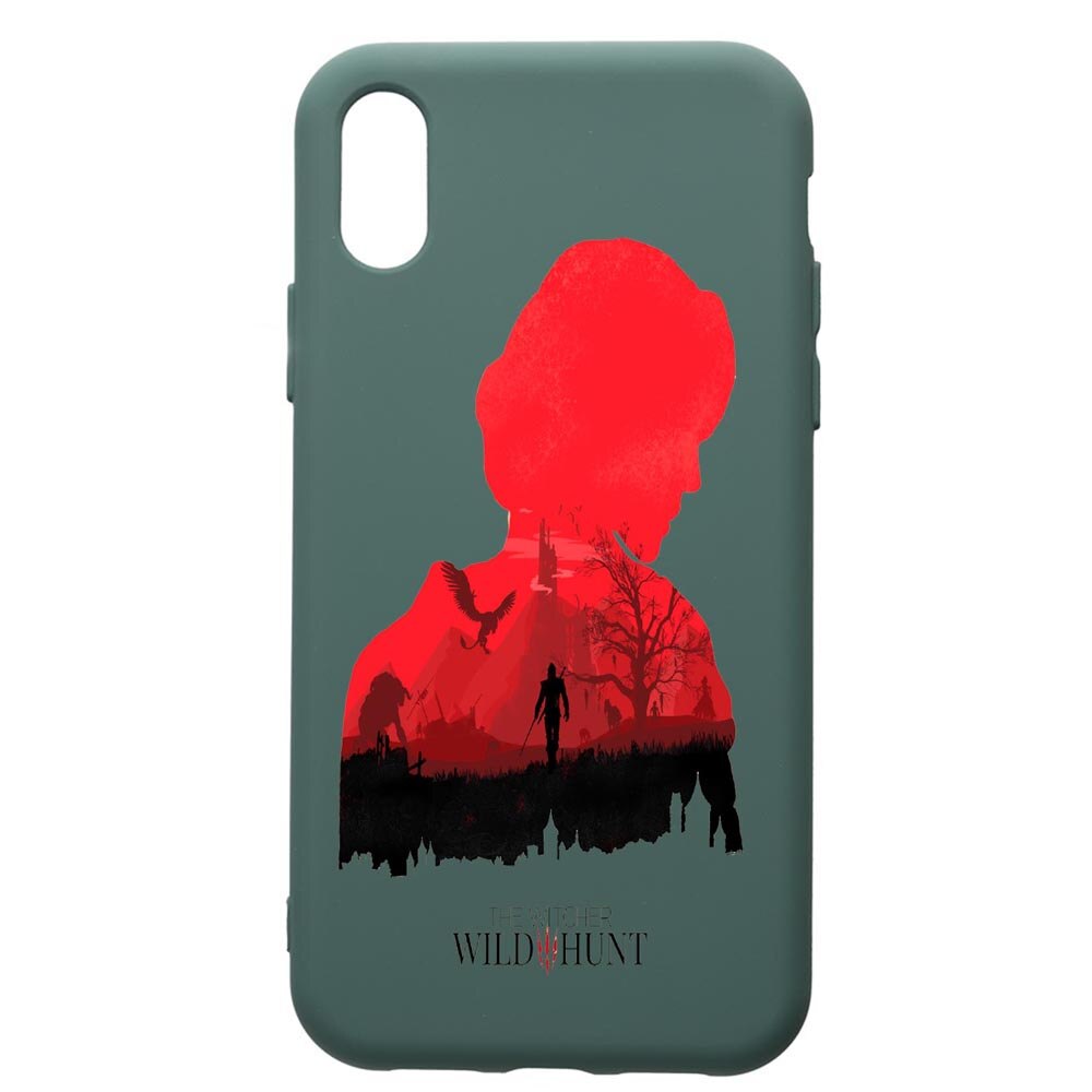 Husa Premium Silicon Compatibila Cu Apple iPhone XS Max, The Witcher, cu interiorul din material textil, protectie camera, Forest Green, PFG428