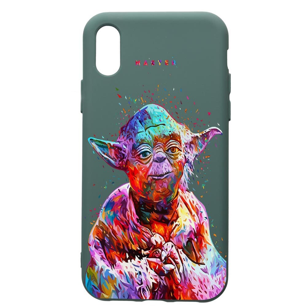 Husa Premium Silicon Compatibila Cu Apple iPhone XS Max, Star Wars Yoda, cu interiorul din material textil, protectie camera, Forest Green, PFG409