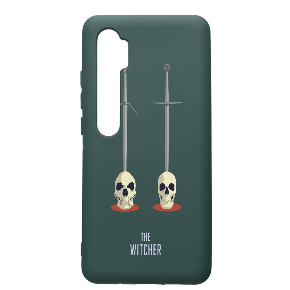 Husa Premium Silicon Compatibila Cu Xiaomi Mi Note 10, The Witcher, cu interiorul din material textil, protectie camera, Forest Green, PFG430