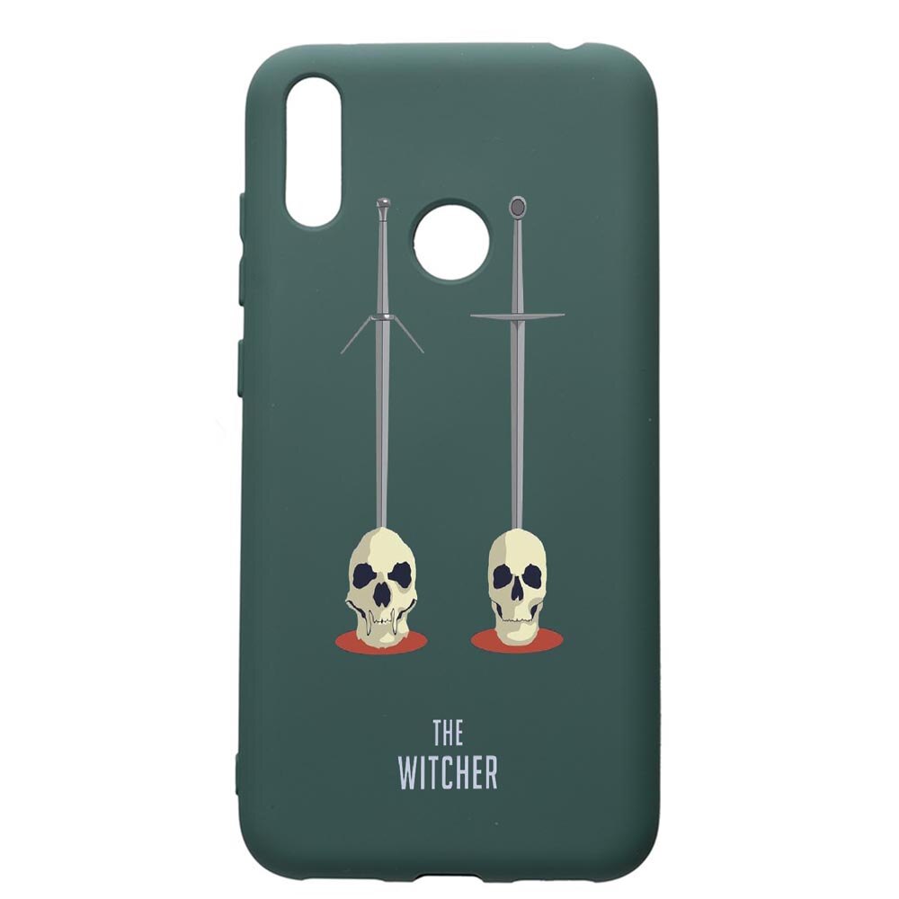 Husa Premium Silicon Compatibila Cu Huawei Y7 2019, The Witcher, cu interiorul din material textil, protectie camera, Forest Green, PFG430