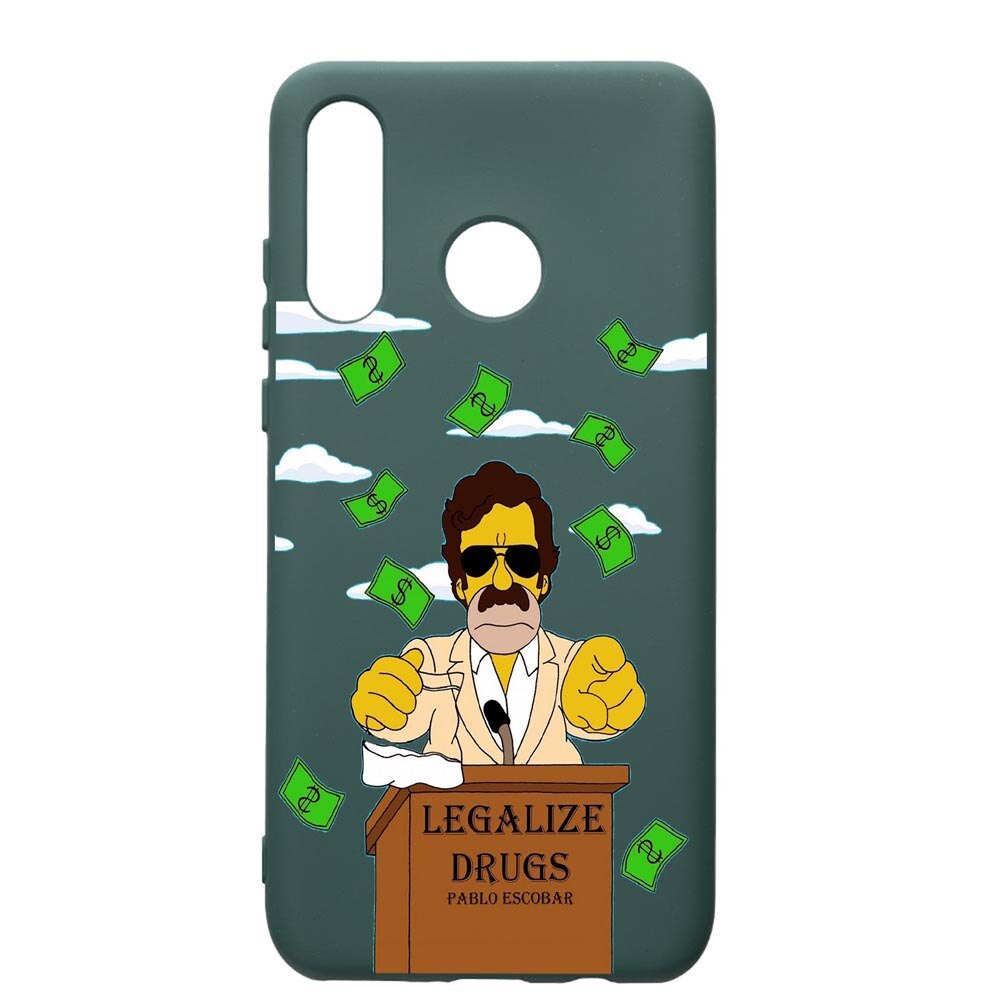 Husa Premium Silicon Compatibila Cu Huawei P30 Lite, Narcos Pablo Escobar, cu interiorul din material textil, protectie camera, Forest Green, PFG437