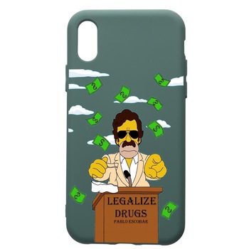 Husa Premium Silicon Compatibila Cu Apple iPhone XS / iPhone X, Narcos Pablo Escobar, cu interiorul din material textil, protectie camera, Forest Green, PFG437 Husa Premium Silicon Compatibila Cu Apple iPhone XS / iPhone X, Narcos Pablo Escobar, cu interiorul din material textil, protectie camera, Forest Green, PFG437