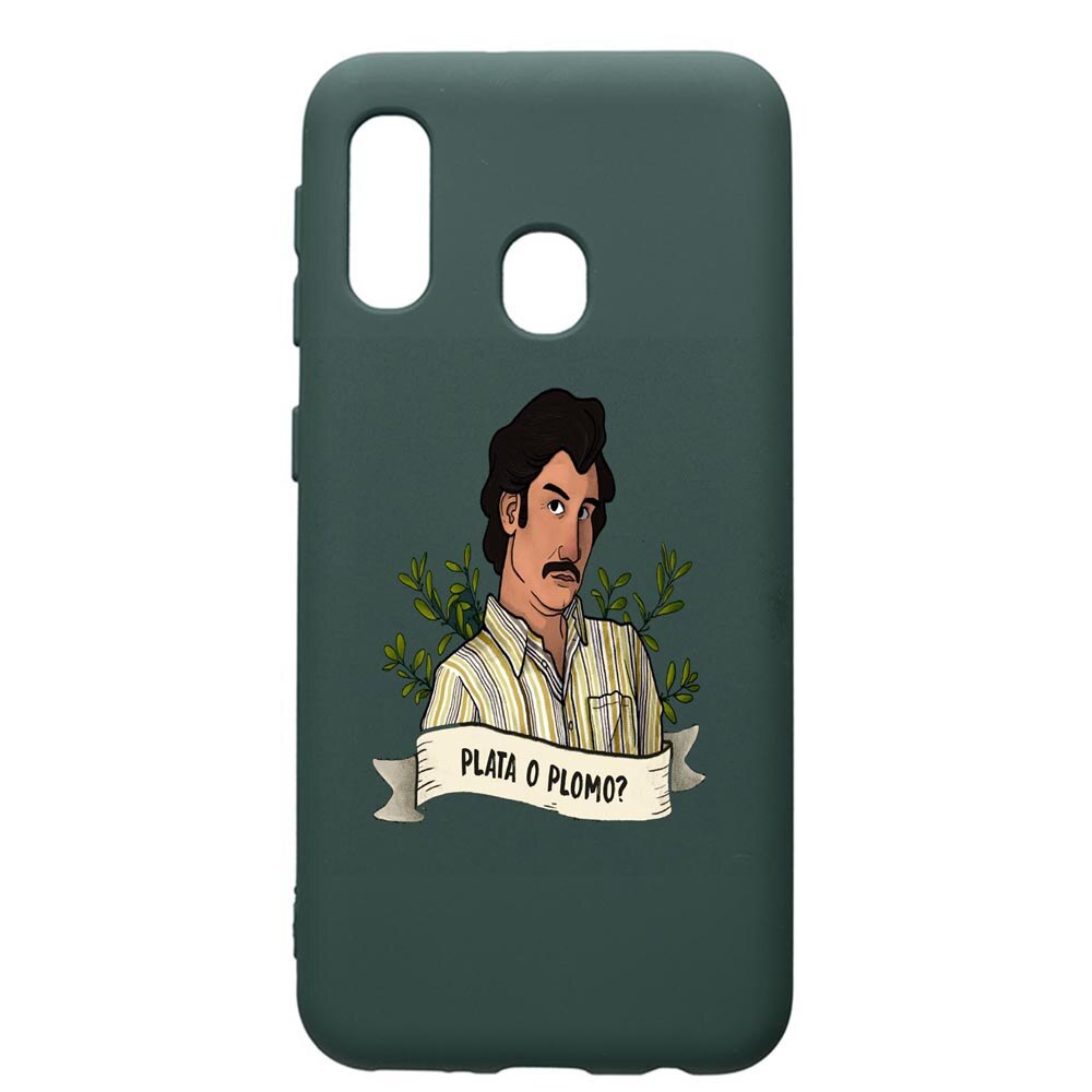 Husa Premium Silicon Compatibila Cu Samsung Galaxy A20E, Narcos Pablo Escobar, cu interiorul din material textil, protectie camera, Forest Green, PFG438