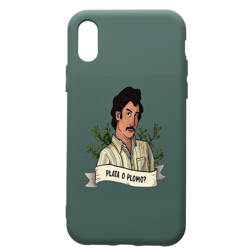 Husa Premium Silicon Compatibila Cu Apple iPhone XS Max, Narcos Pablo Escobar, cu interiorul din material textil, protectie camera, Forest Green, PFG438