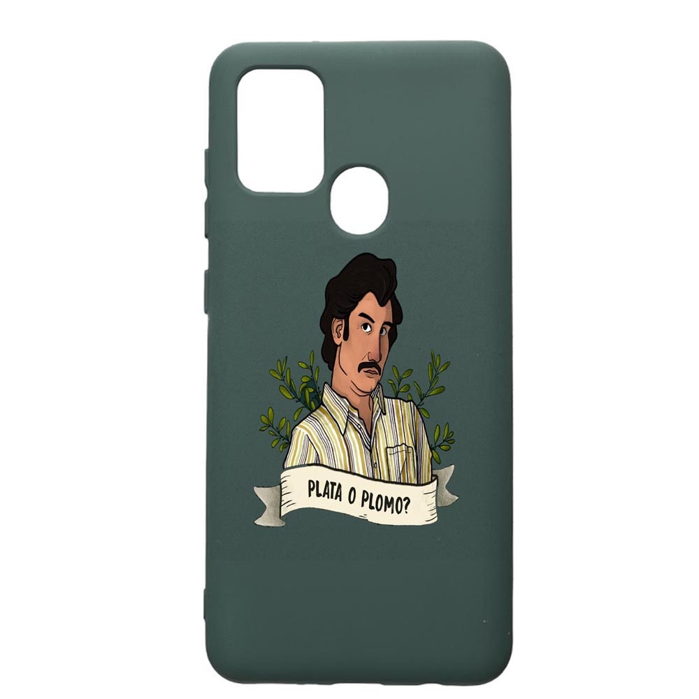 Husa Premium Silicon Compatibila Cu Samsung Galaxy A21S, Narcos Pablo Escobar, cu interiorul din material textil, protectie camera, Forest Green, PFG438