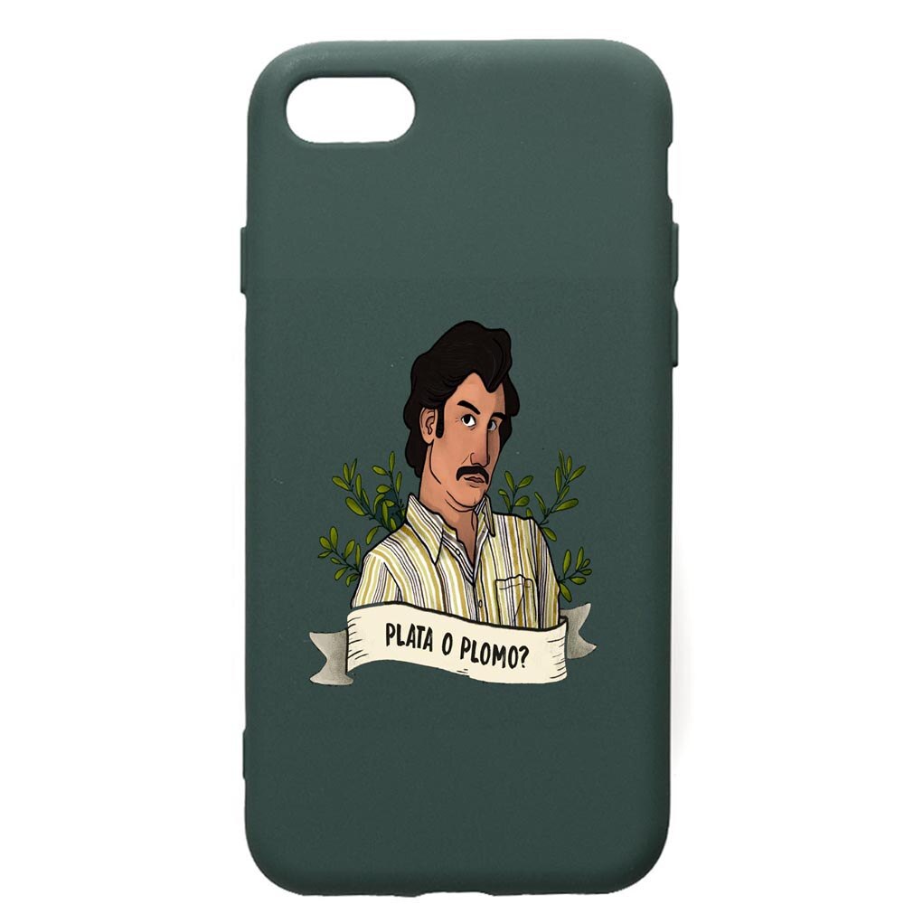 Husa Premium Silicon Compatibila Cu Apple iPhone SE 2 / iPhone 8 / iPhone 7, Narcos Pablo Escobar, cu interiorul din material textil, protectie camera, Forest Green, PFG438