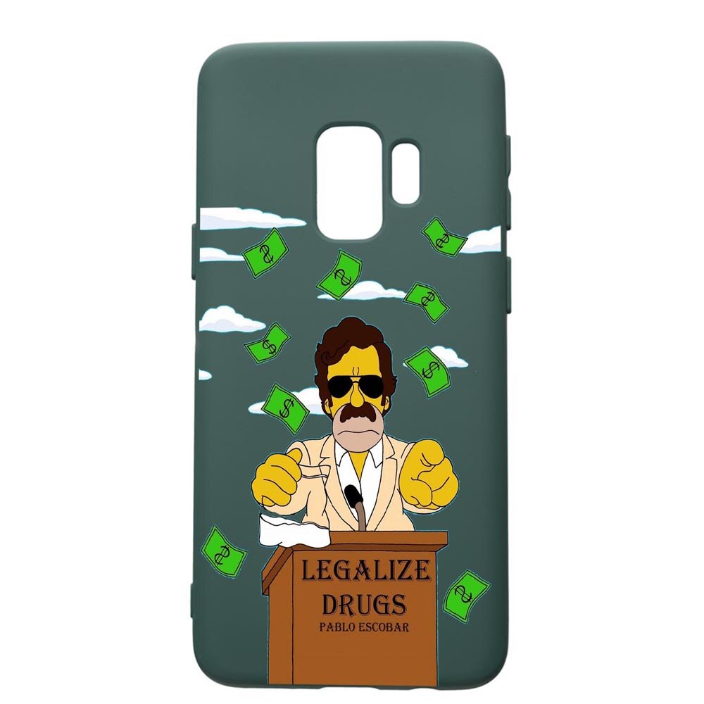 Husa Premium Silicon Compatibila Cu Samsung Galaxy S9, Narcos Pablo Escobar, cu interiorul din material textil, protectie camera, Forest Green, PFG437