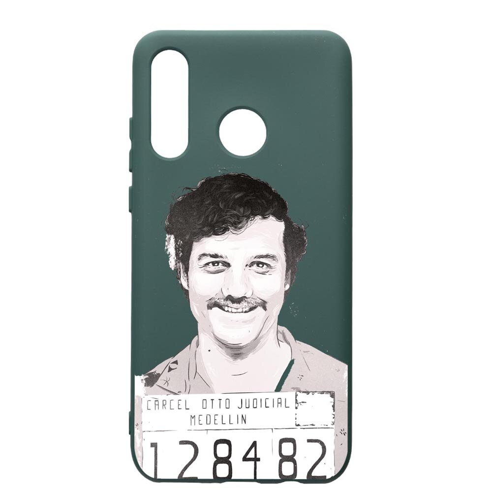 Husa Premium Silicon Compatibila Cu Huawei P30 Lite, Narcos Pablo Escobar, cu interiorul din material textil, protectie camera, Forest Green, PFG443