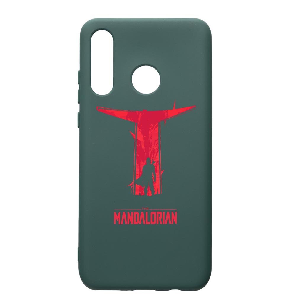 Husa Premium Silicon Compatibila Cu Huawei P30 Lite, Star Wars The Mandalorian, cu interiorul din material textil, protectie camera, Forest Green, PFG458
