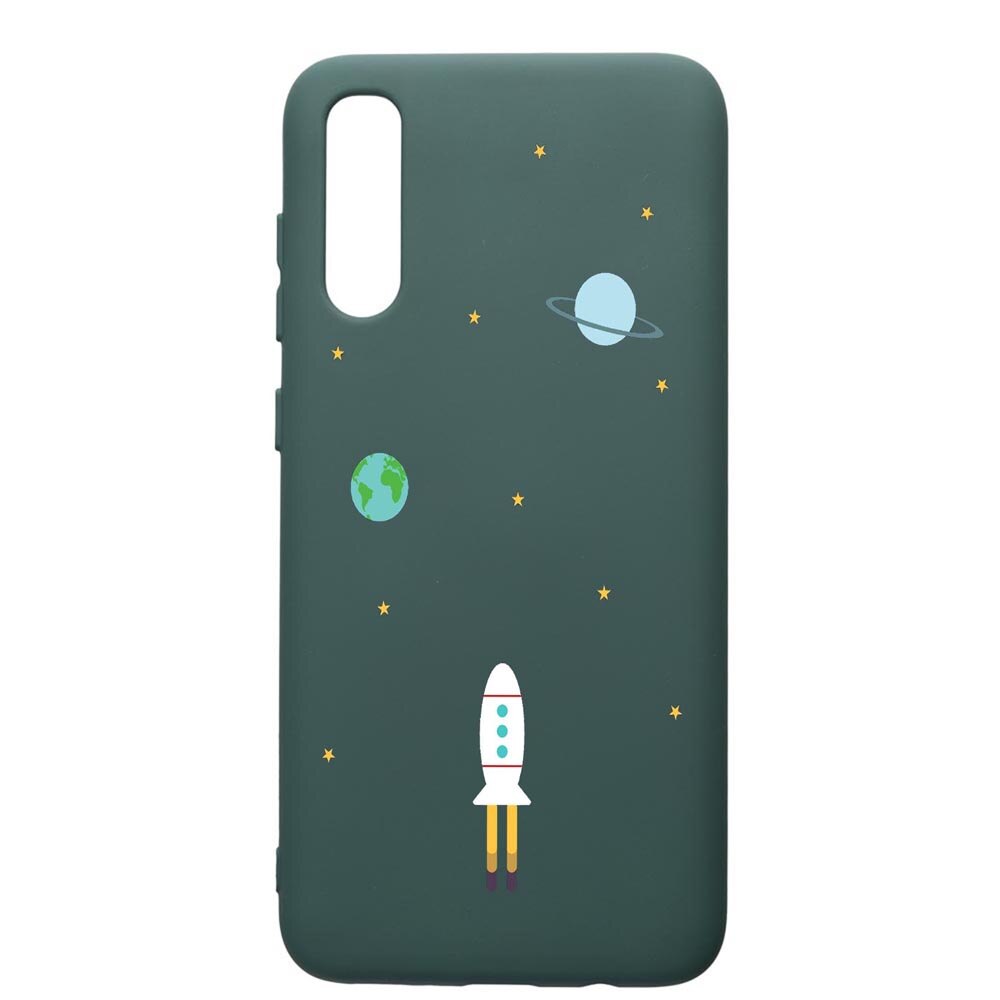 Husa Premium Silicon Compatibila Cu Samsung Galaxy A70, Universe, Spacecraft, cu interiorul din material textil, protectie camera, Forest Green, PFG471