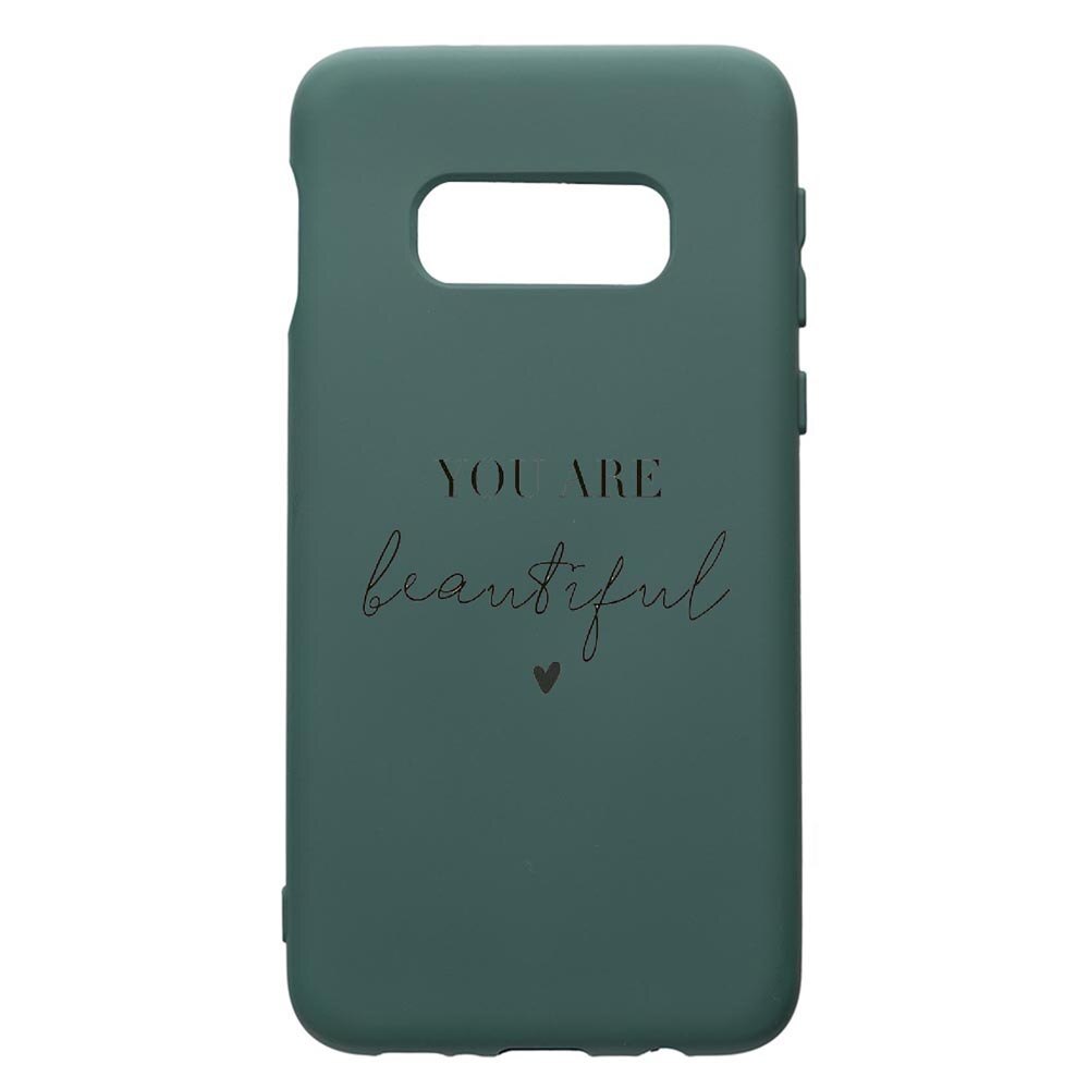 Husa Premium Silicon Compatibila Cu Samsung Galaxy S8, You Are Beautiful, cu interiorul din material textil, protectie camera, Forest Green, PFG477