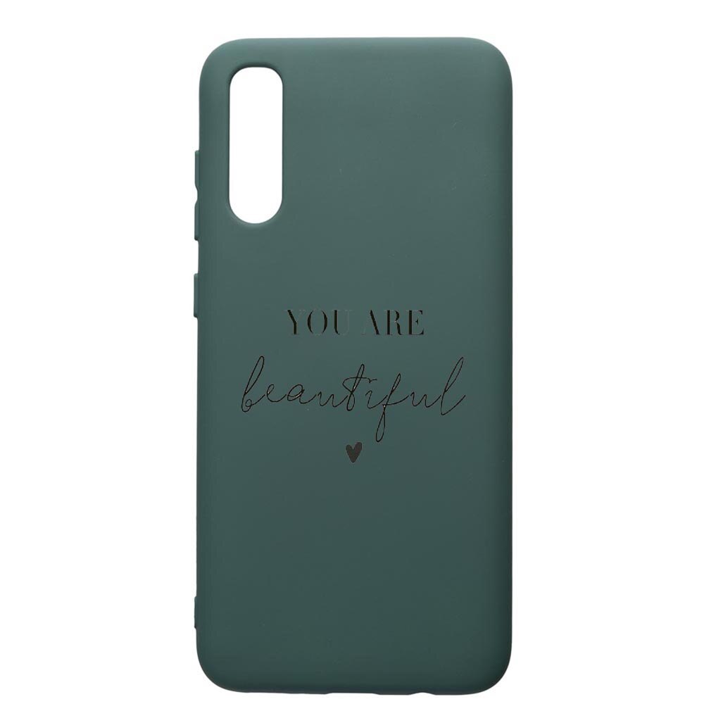 Husa Premium Silicon Compatibila Cu Samsung Galaxy A70, You Are Beautiful, cu interiorul din material textil, protectie camera, Forest Green, PFG477