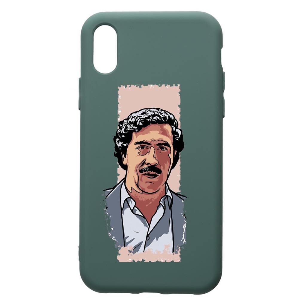 Husa Premium Silicon Compatibila Cu Apple iPhone XS Max, Narcos Pablo Escobar, cu interiorul din material textil, protectie camera, Forest Green, PFG442