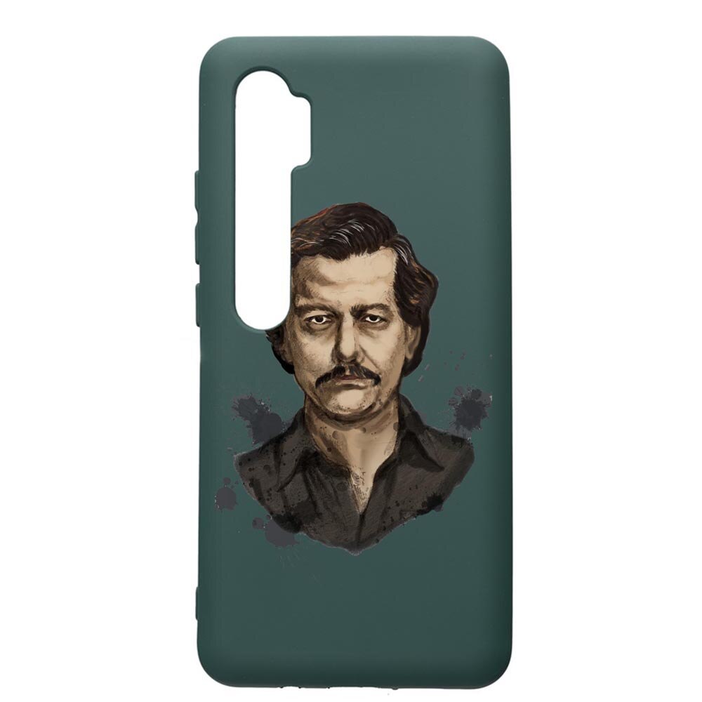 Husa Premium Silicon Compatibila Cu Xiaomi Mi Note 10, Narcos Pablo Escobar, cu interiorul din material textil, protectie camera, Forest Green, PFG445